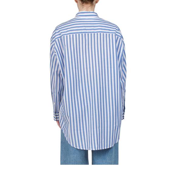 NEW DENIMIST button front shirt in wide blue stripe - Picture 3 of 3
